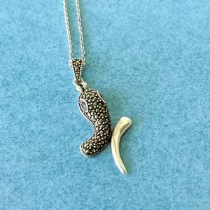 Euc: black marcasite snake necklace